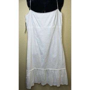 NWT Elie Tahari White Sun Strappy Dress  12 Lace Accents Linen Midi Retail $298